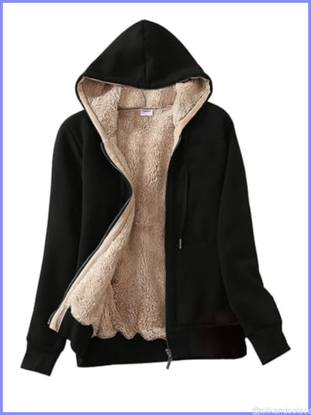 Sherpa Lined Zip Up Hoodie Winter Warm Fleece Jacket
